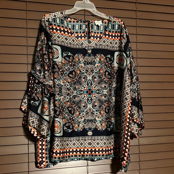 Ava James Tops - Women’s Ava James Plus Size 2X 2XL Paisley Print Boho Top Blouse